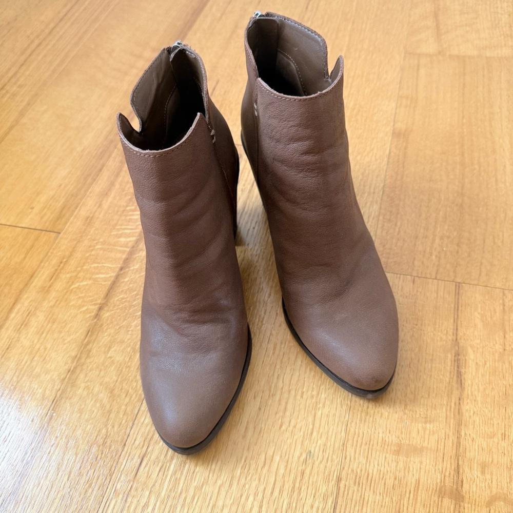 BP. (Nordstrom) Leather Ankle Boot With Heel, Brown, Size 8.5 Wide
